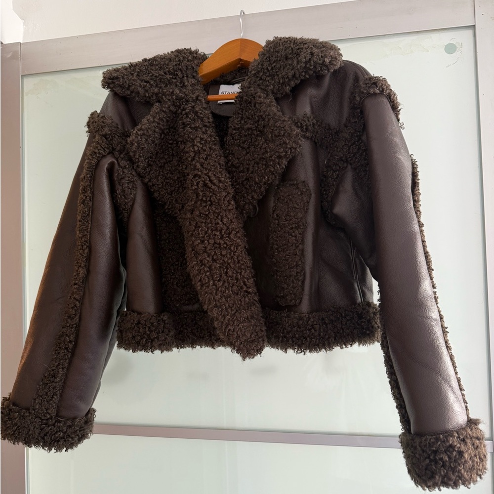 Stand Studio Brown Shearling Ski Jacket